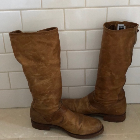Frye Veronica Slouch Boots Camel Leather Size 8.5 - Picture 5 of 8